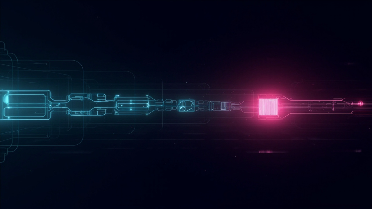 Abstract bounded AI workflow with narrow tool paths and a guarded checkpoint before the final action